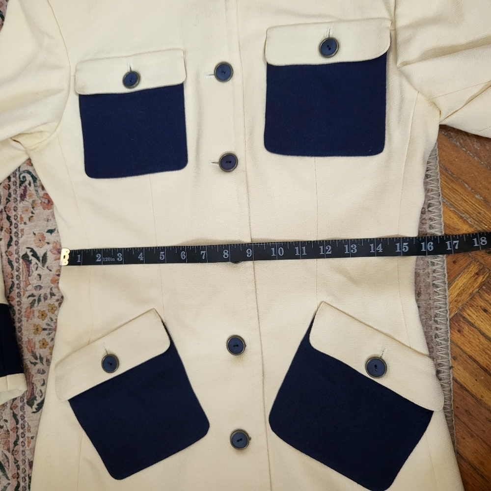 FENDI Vintage Blazer Size M* Woold Blend Patch Pockets Designer Tailor Fit Ivory - Picture 8 of 16
